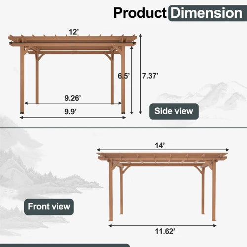 Wood Pergola For Outdoor Garden Patio Gazebo For Climbing Plants