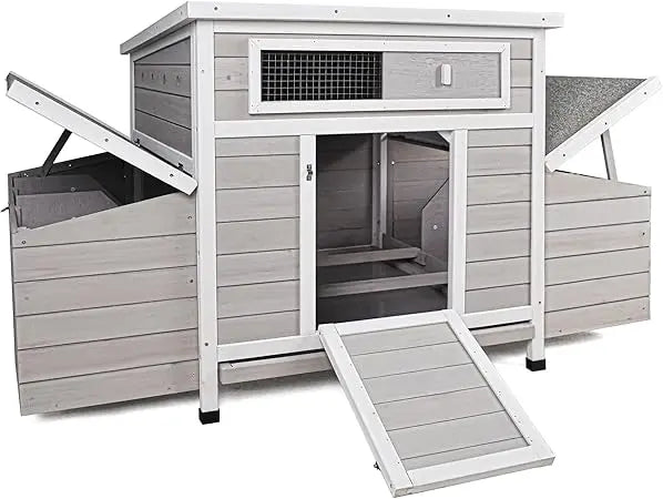 Outdoor Chicken Coop With Six Nesting Boxes And Removable Tray
