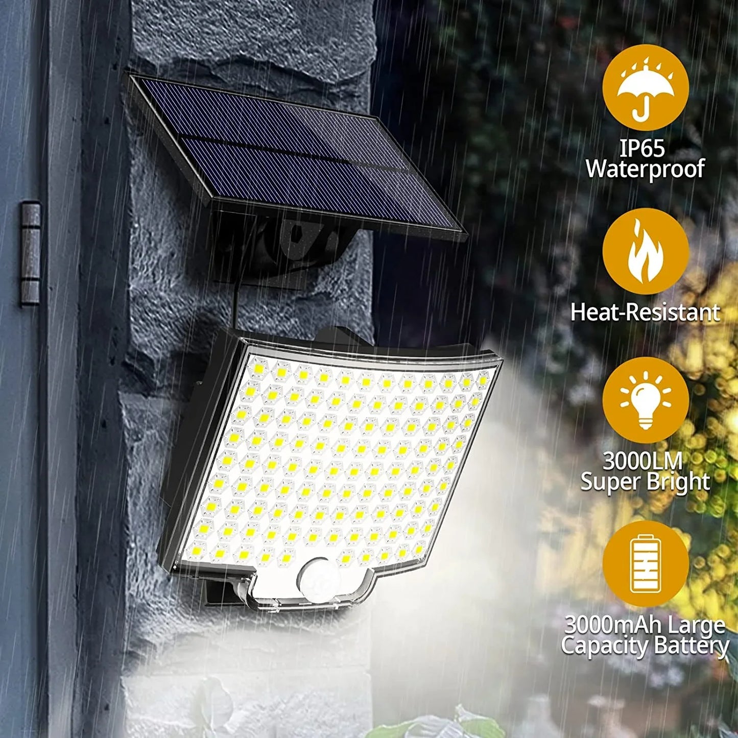 SZRSTH Solar Outdoor Lights LED Motion Sensor With Remote Waterproof Security Flood Light For Patio Garage Yard
