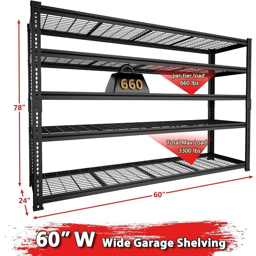 Heavy Duty Garage Storage Shelves 5-Tier Metal Wire Organizer