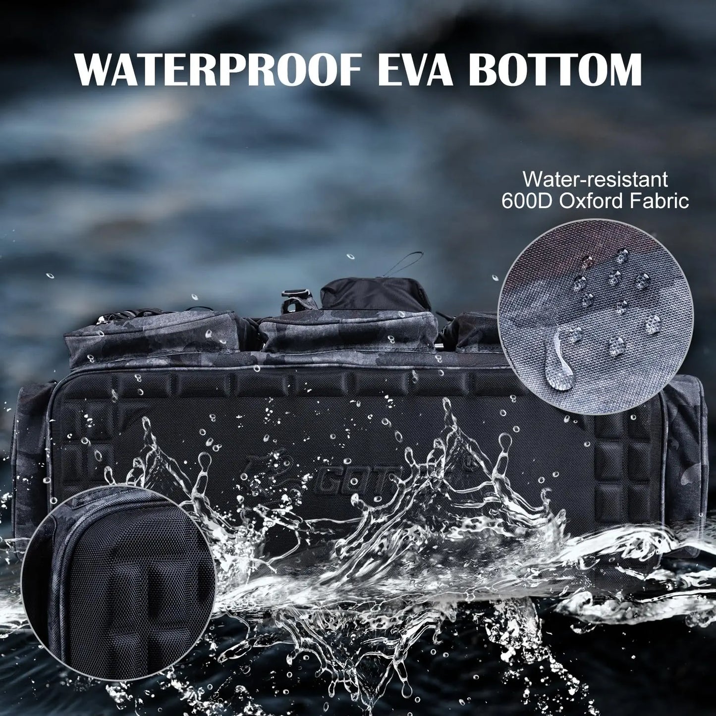Goture Large Capacity Fishing Tackle Bag Waterproof EVA Hard Bottom