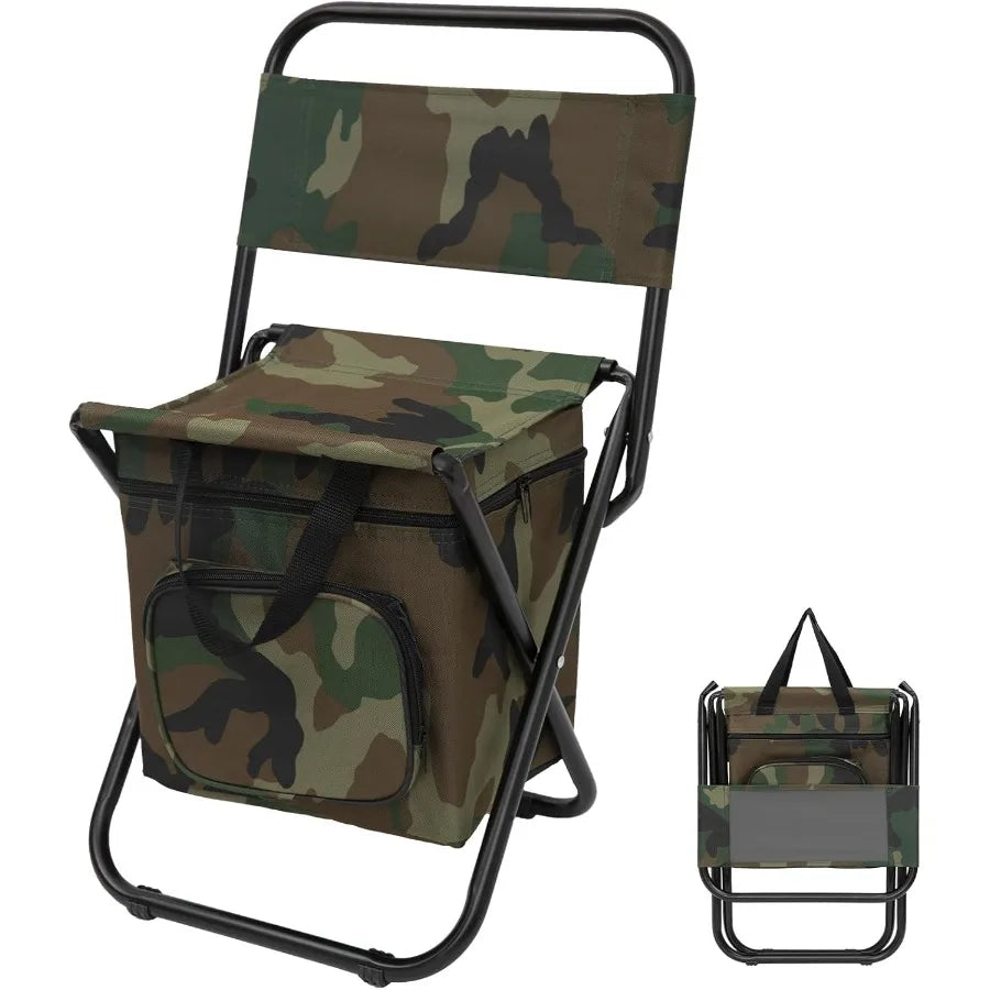 Fold Portable Fishing Chair With Backrest And Cooler Bag