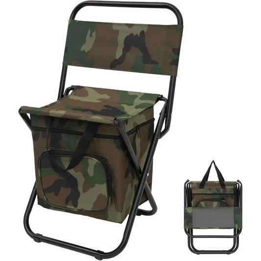 Fold Portable Fishing Chair With Backrest And Cooler Bag