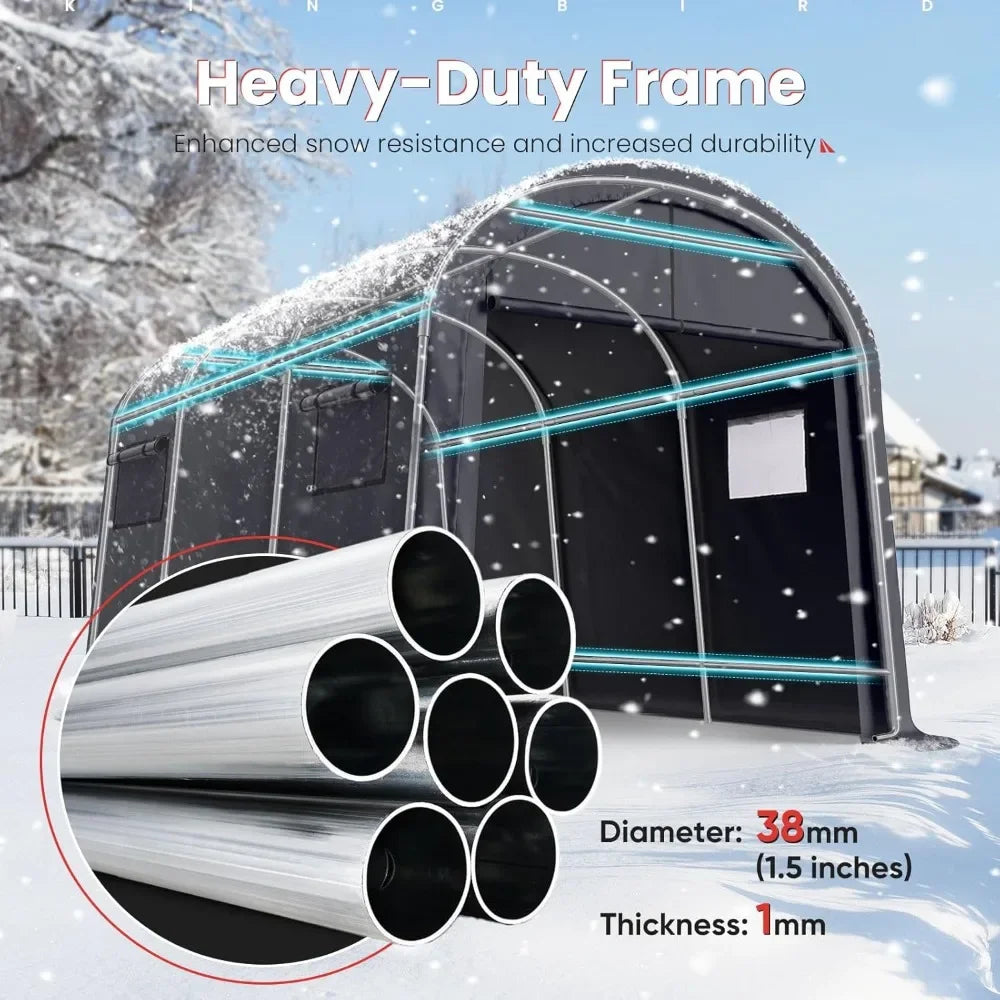 Heavy Duty Round Style Carport 10x15 With Ventilated Windows