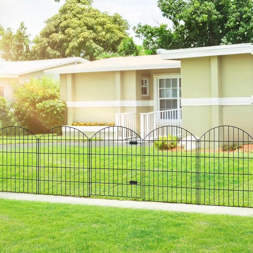 Metal Dog Fence Gate 36In High 9 Panels 11 Stakes Garden