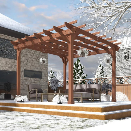 Wooden Pergola Kit With Stakes Weather Resistant Outdoor Structure