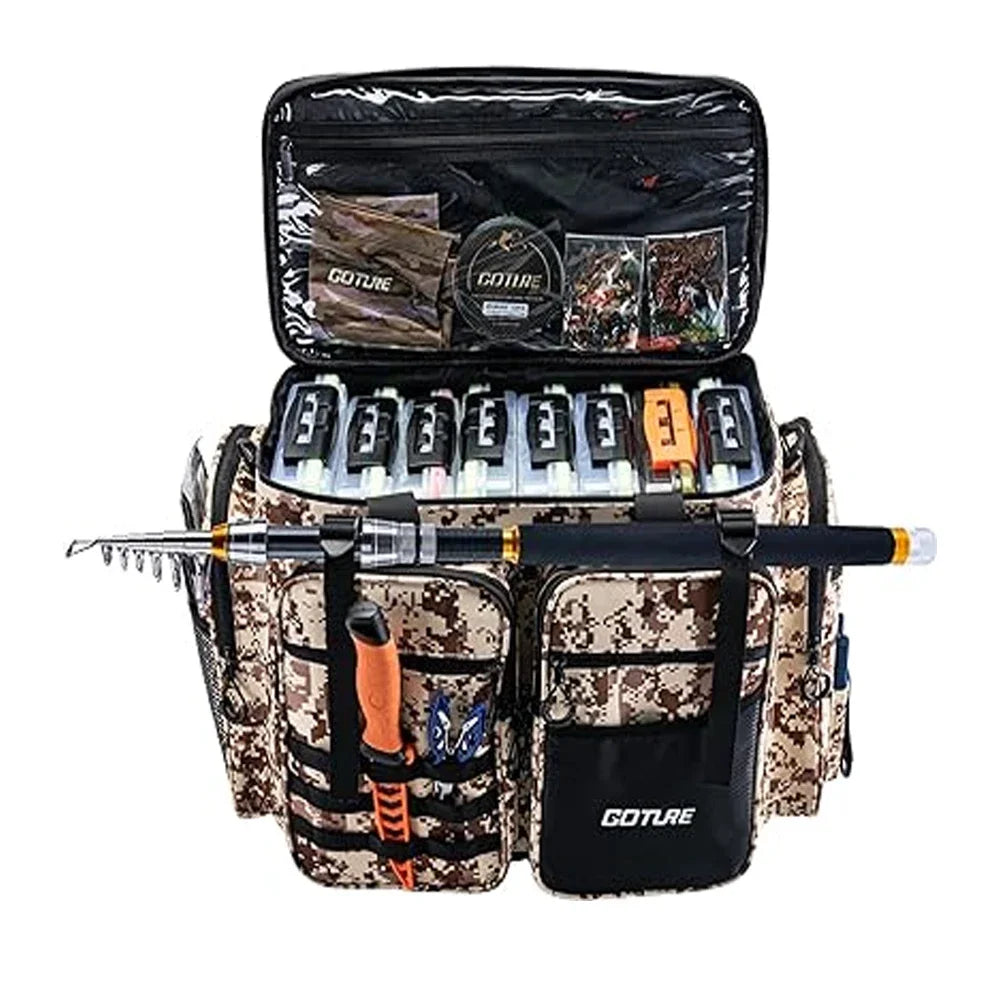 Goture Large Capacity Fishing Tackle Bag Waterproof EVA Hard Bottom