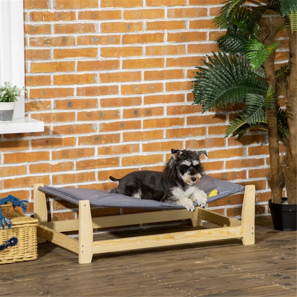 Cat Bed Dog Cot Outdoor Pet Bed Wooden Dog House for Small Dogs Nylon Pet Accessories