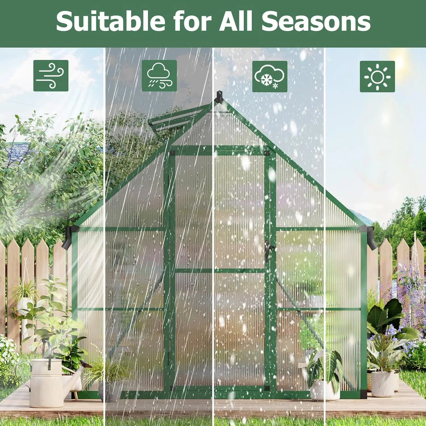 Walk-In Outdoor Greenhouse Kit With Lockable Door And Aluminum Frame