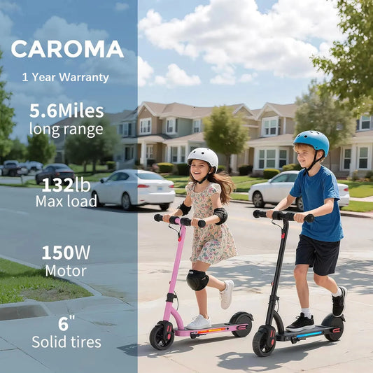 CAROMA Kids Electric Scooter 150W Foldable UL2272 LED Display