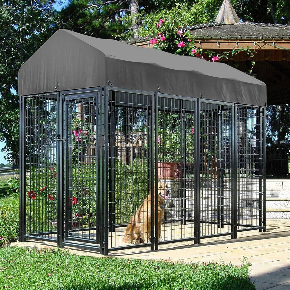 Heavy Duty Large Welded Metal Dog Kennel With Roof Cover