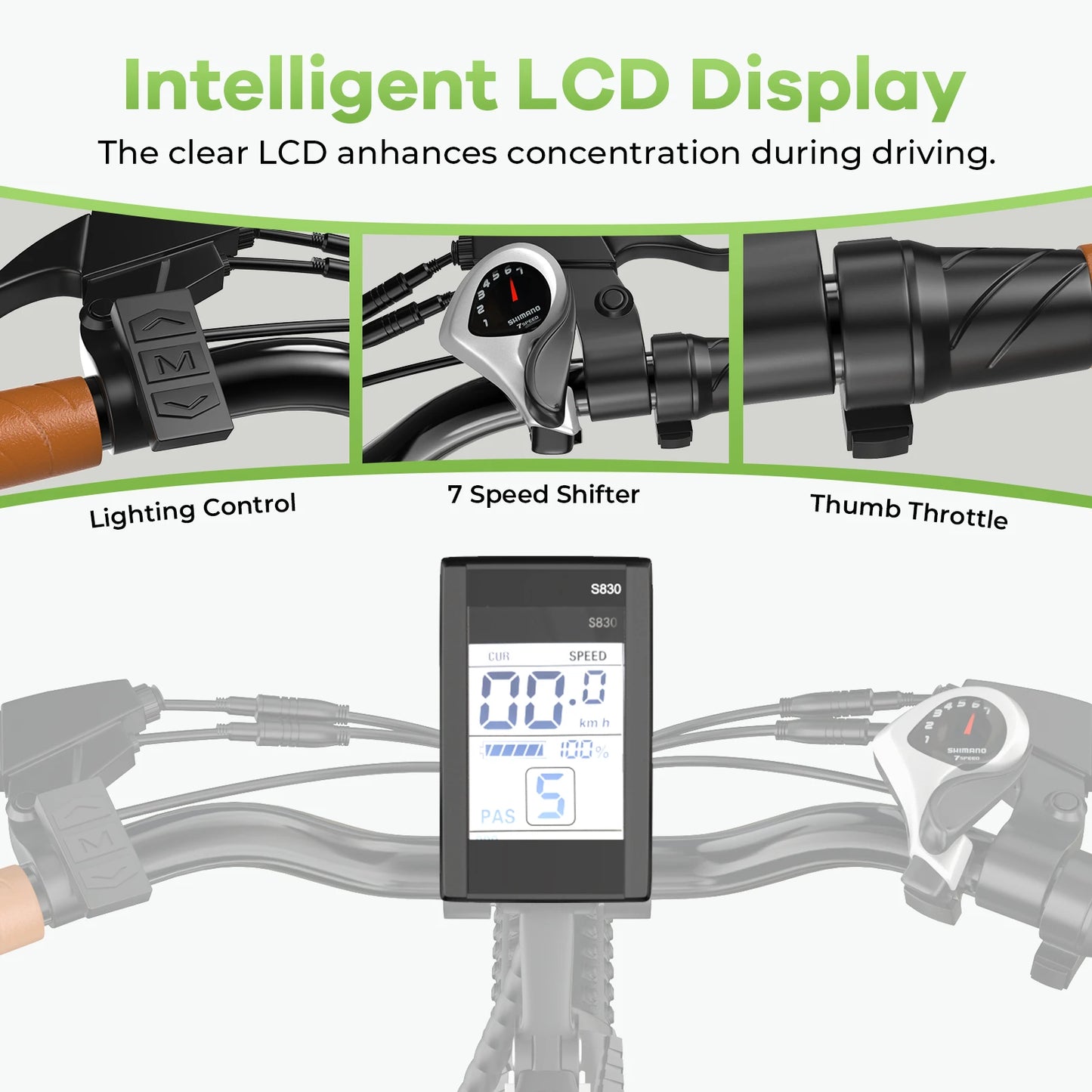 CYBERVELO EK2 Electric Bike For Adults With 7-Speed Brushless Motor 1000 Peak Power Removable Battery