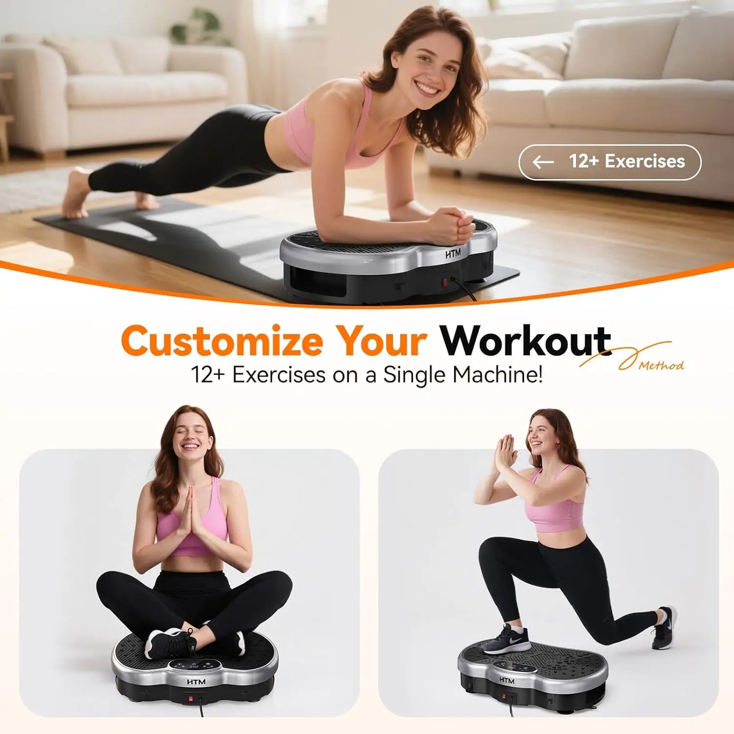 HTM Vibration Plate Exercise Machine Silent 120 Speed Levels