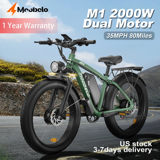 Moobelo M1 48V 2000W DualMotor AluminumAlloyDesigned FatBikeWithTubelessEngineering For SnowAndIcePerformance Riding