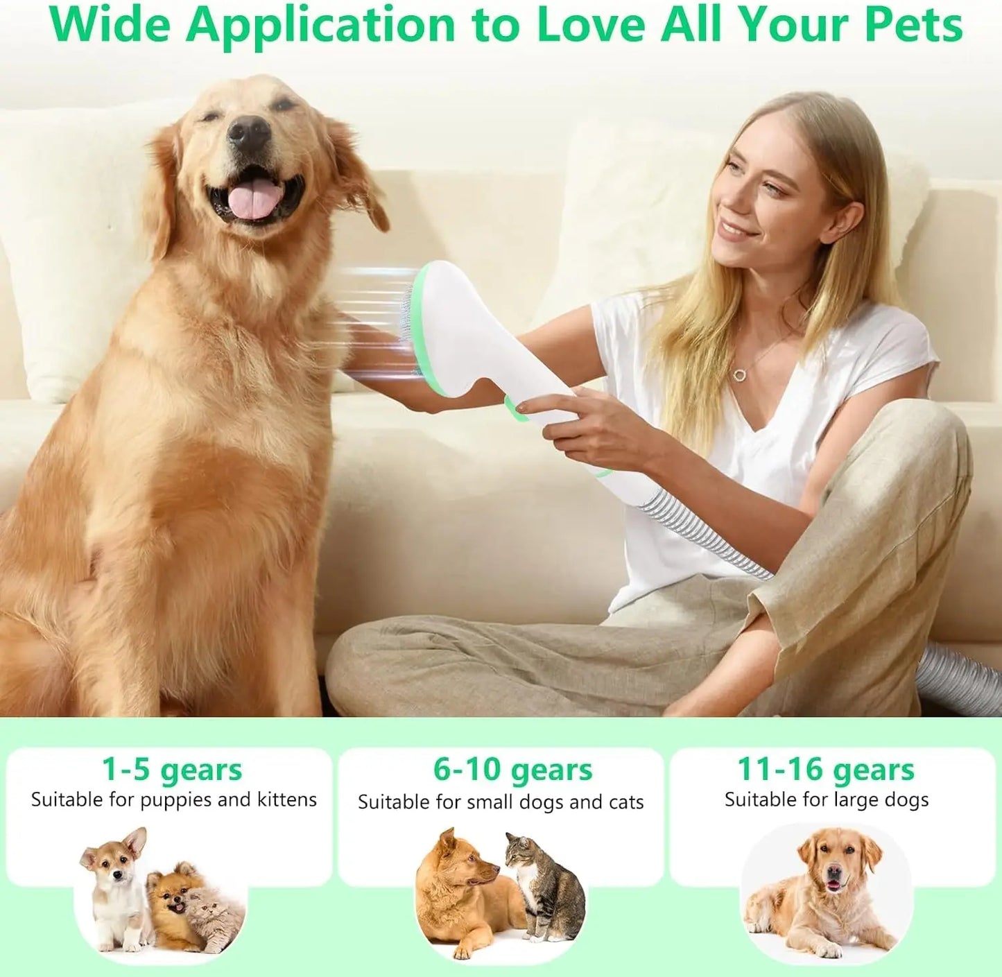 HiMISS 5-In-1 Pet Vacuum Grooming Kit For Dogs And Cats