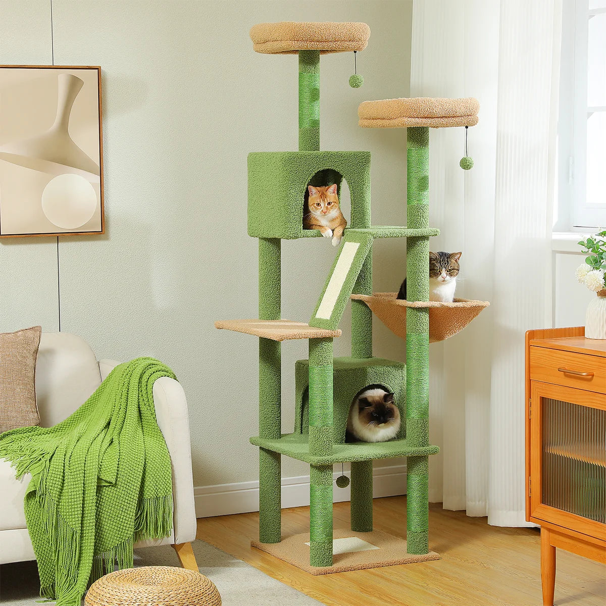 H180CM Large Cat Tree Indoor Tall Tower Plush Sisal Post