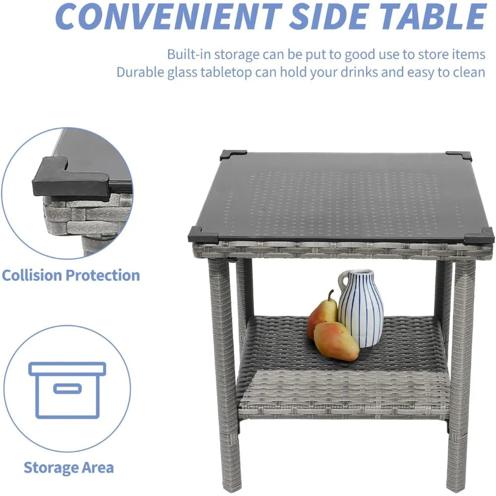 5 Piece Outdoor Patio Furniture Set With Table And Ottoman