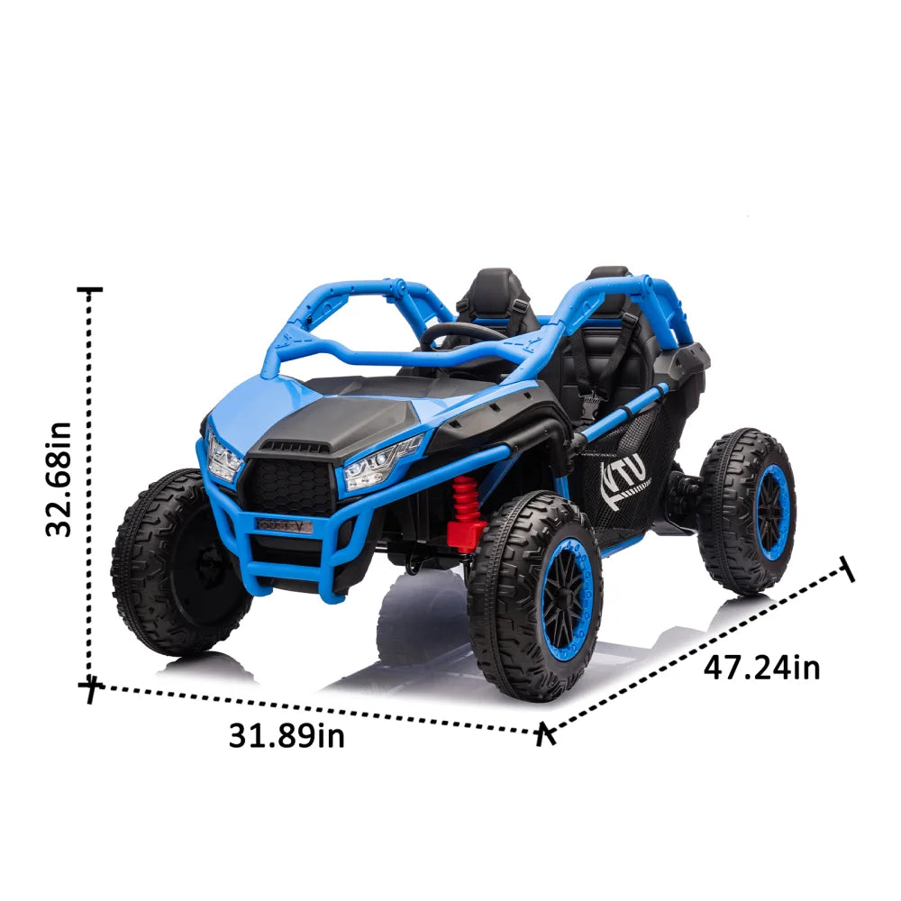 24V Two-seater Kids Ride On UTV w/Parents Control,20in seat width,400W Super high power,Four-wheel Suspension,Bluetooth,MP3
