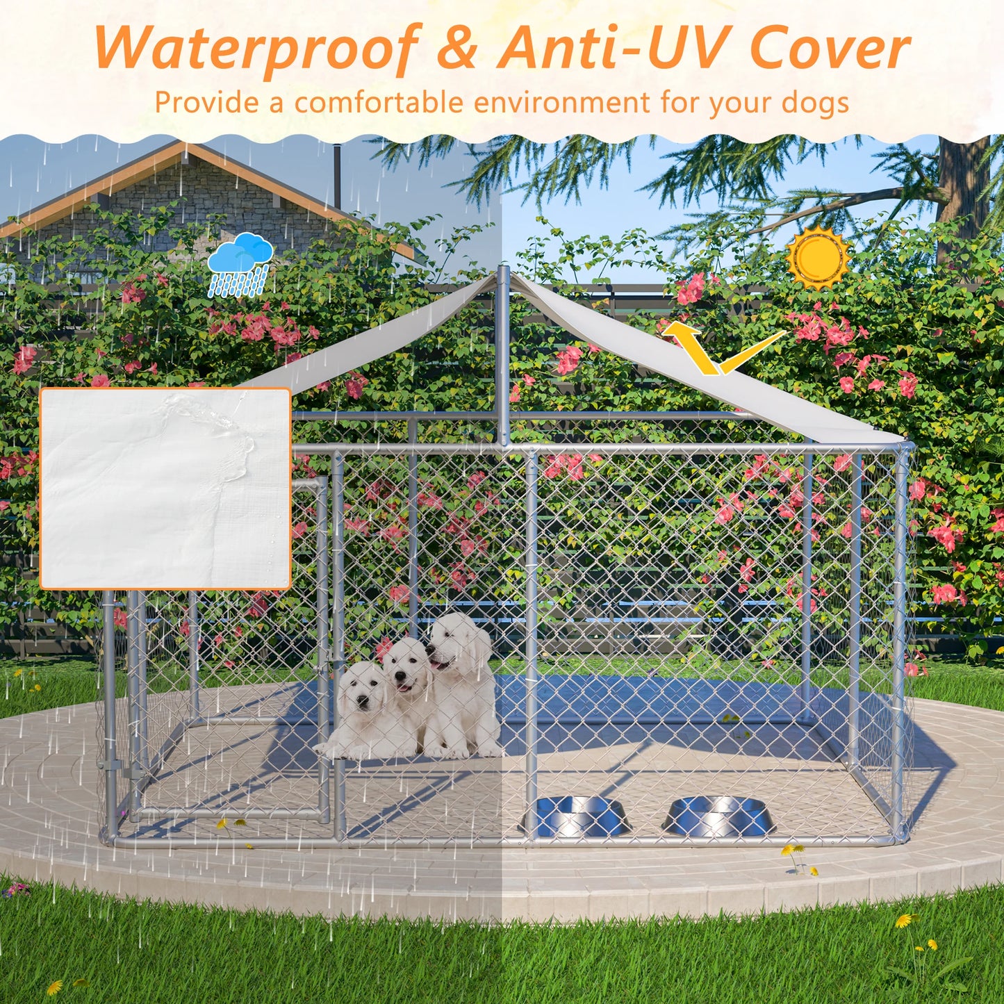 7.5x7.5 Feet Outdoor Dog Kennel Heavy Duty Shade Run