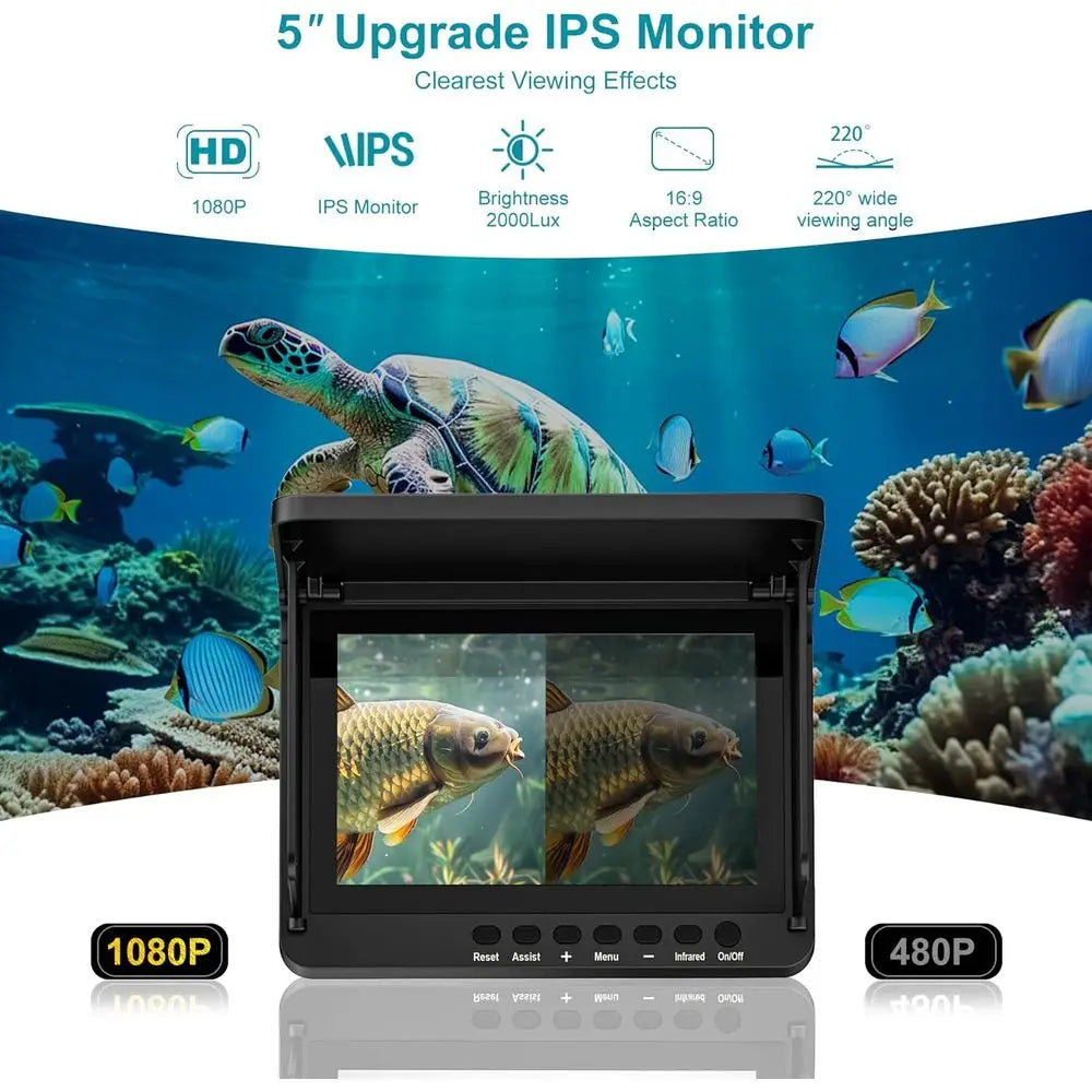 HD LCD Portable Fish Finder 100ft Cable Infrared Night Vision