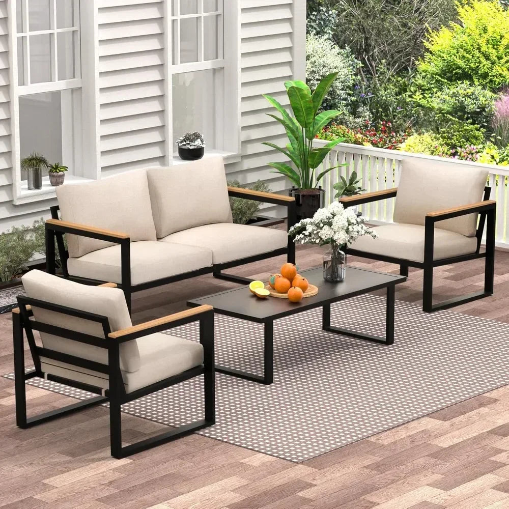 Outdoor Patio Furniture Set 4 Pieces With Coffee Table