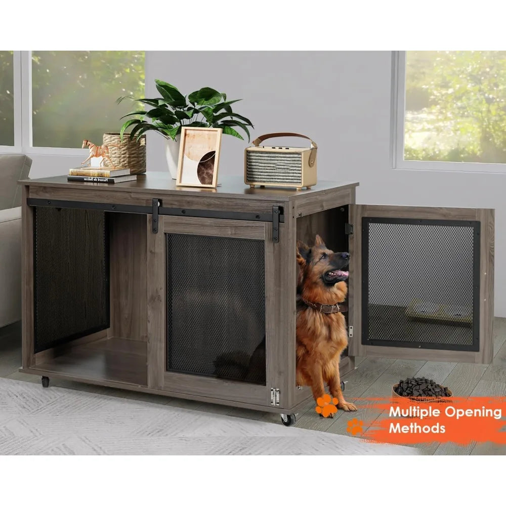 47 Inch Extra Large Dog Crate Furniture Wooden Heavy Duty XL Dog Kennel Indoor Decorative Dog Cage Table for Large Dogs