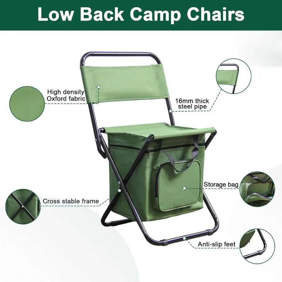Fold Portable Foldable Fishing Chair With Cooler Bag And Backrest