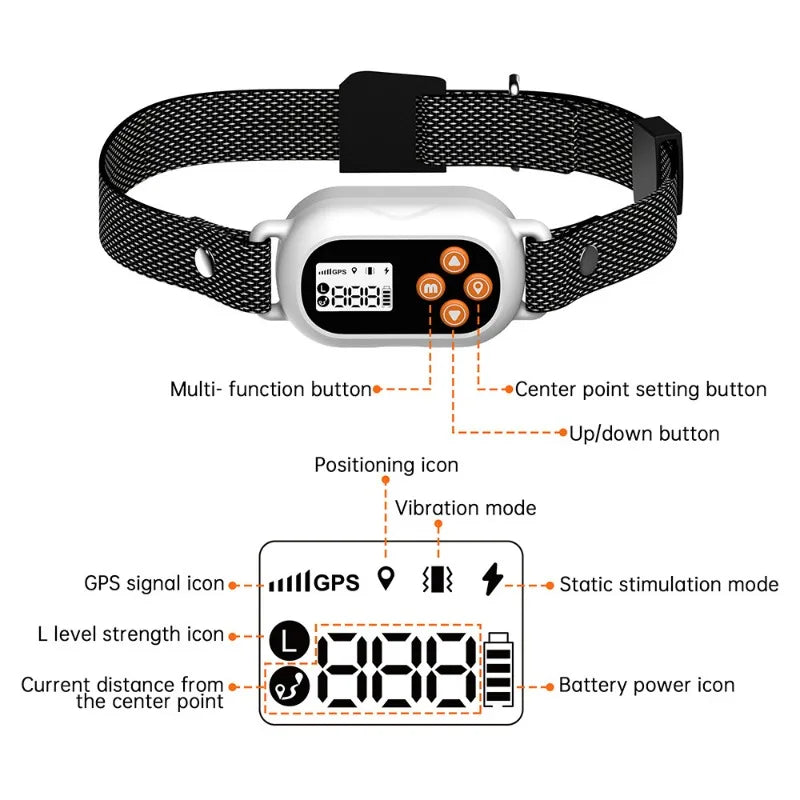 GPS Pet Fence Wireless Training Collar For Dogs Waterproof
