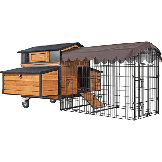 Mobile Chicken Coop With Metal Frame And Large Wheels