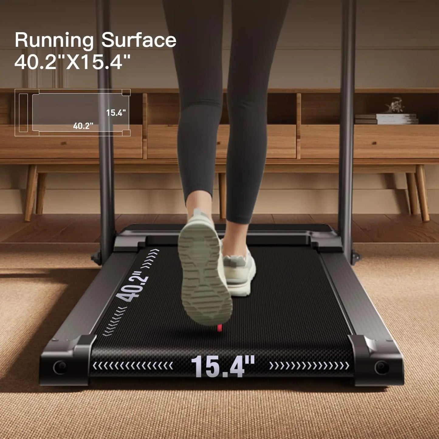 Home Folding Treadmill with Pulse Sensors 2.5 HP Quiet Brushless Motor 7.5 MPH Speed 265 Pounds Capacity