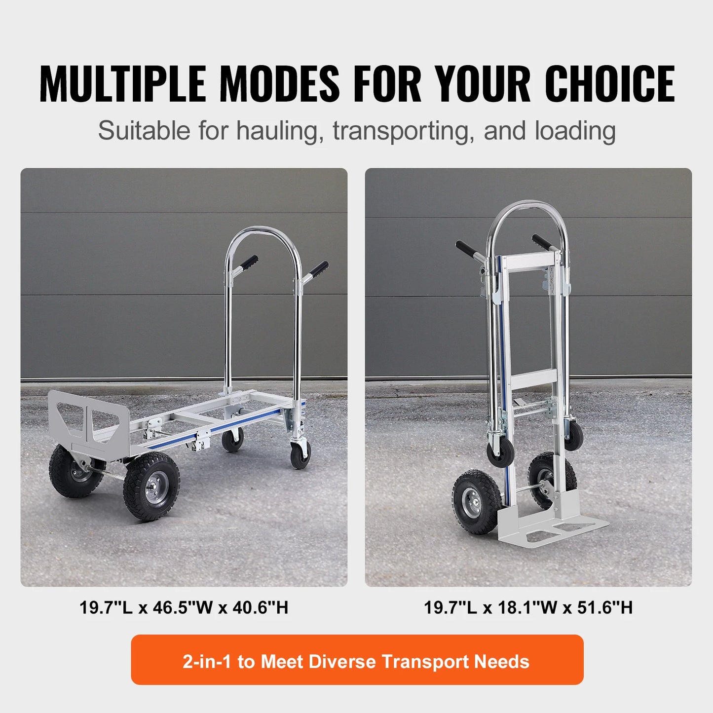 SucceBuy Folding Hand Truck Aluminum Heavy Industrial Collapsible Dolly Cart for Transport and Moving in Warehouse Supermarket