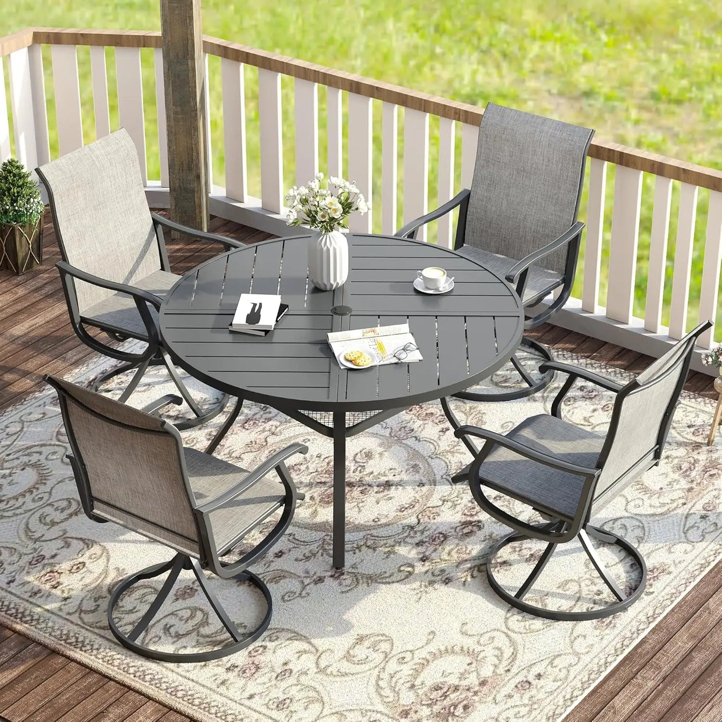 Outdoor Patio Dining Set For Four With Round Table