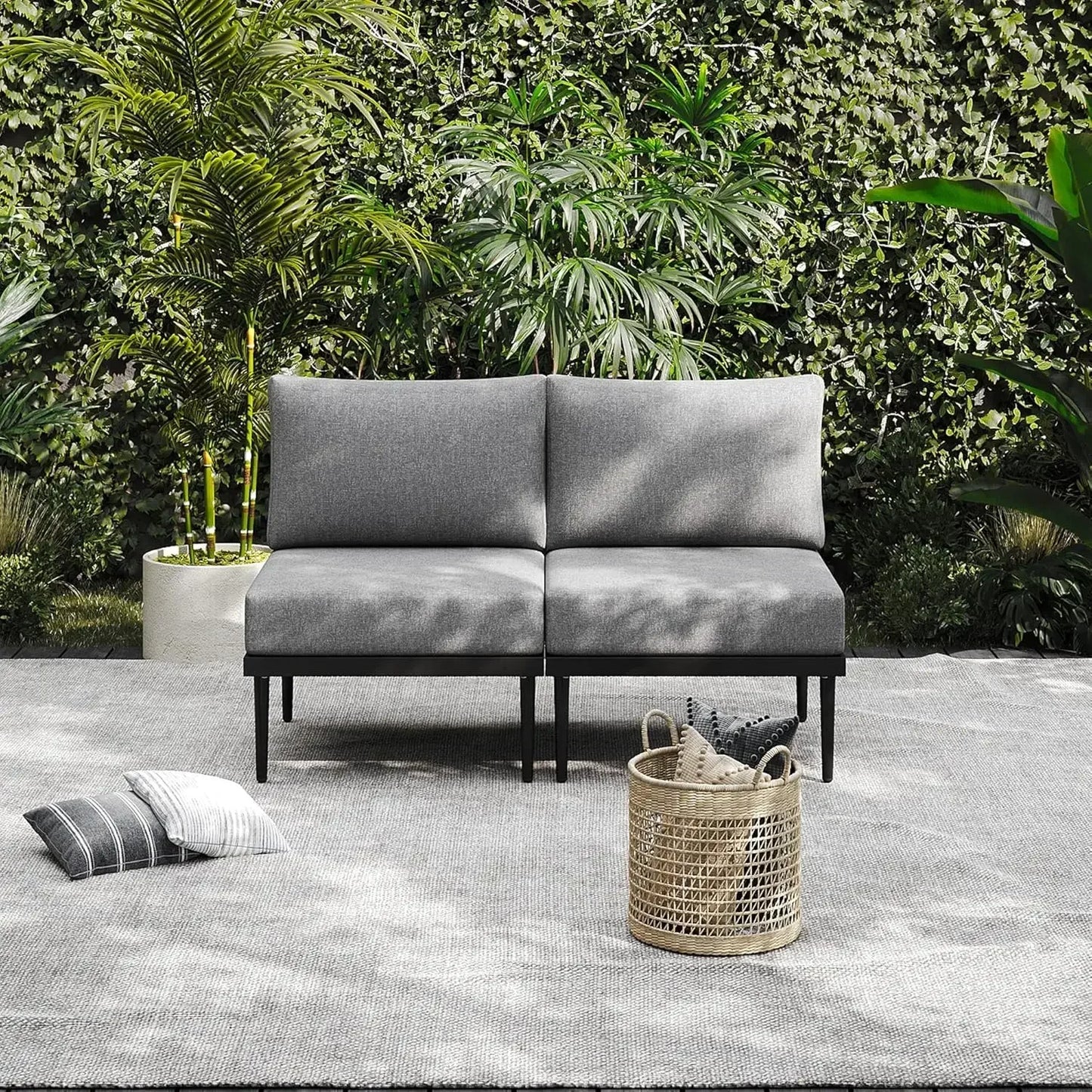7 Pieces Outdoor Sectional Sofa Set with Olefin Cushions