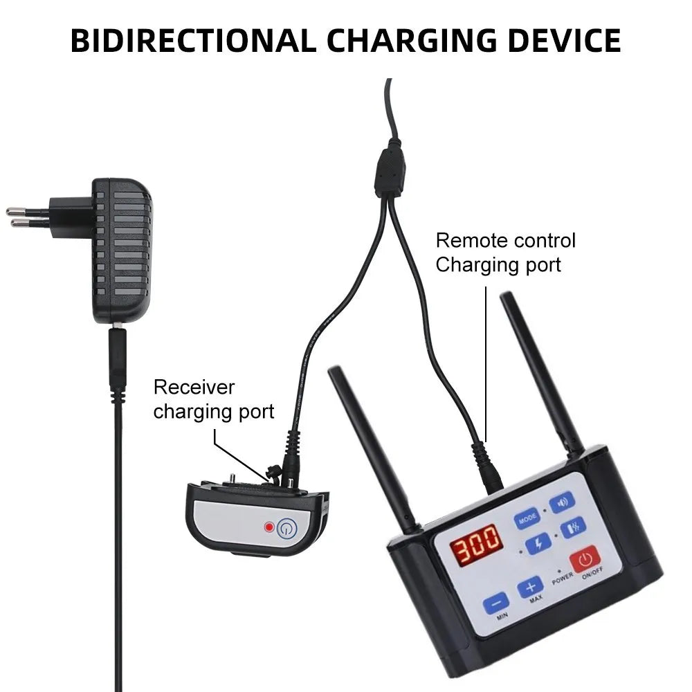 300M 2 In 1 Dog Wireless Training Fence Collar Rechargeable