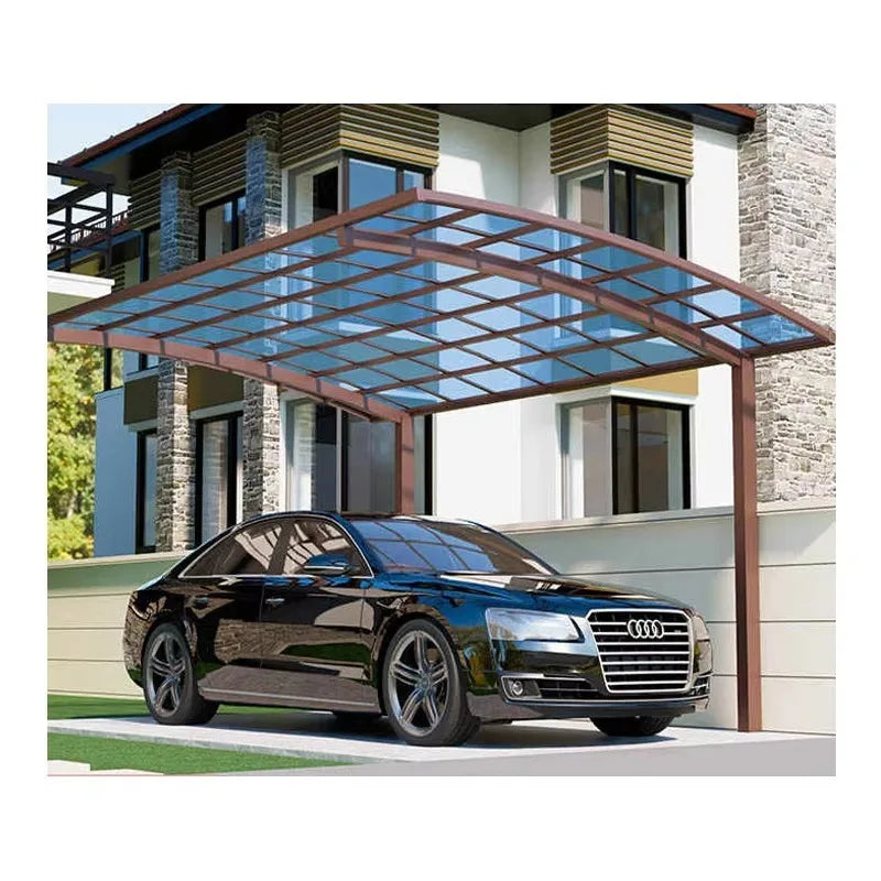 Modern Portable Metal Carport Outdoor Polycarbonate Roof Aluminum Frame PVC Material Pressure Treated Garage Parking