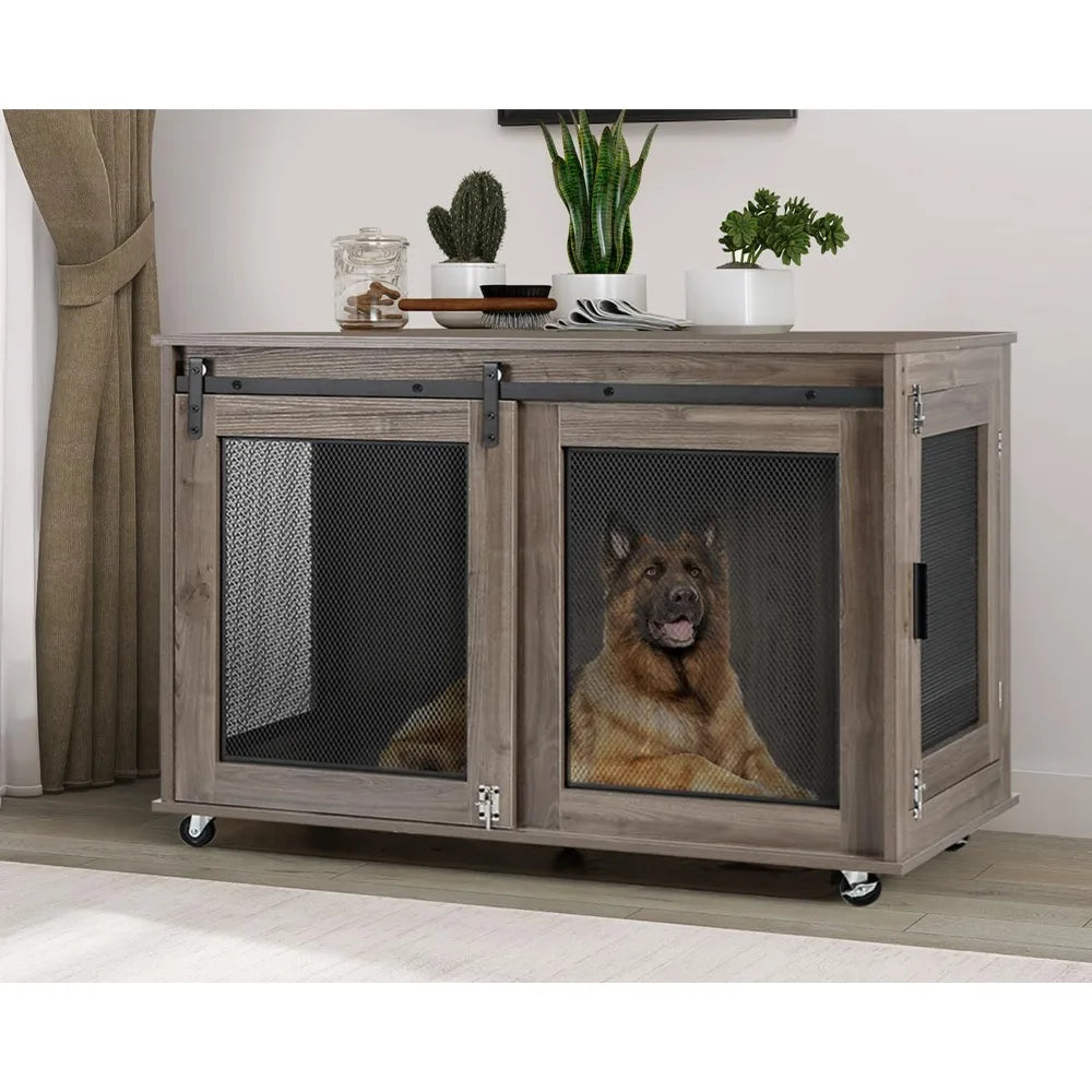 47 Inch Extra Large Dog Crate Furniture Wooden Heavy Duty XL Dog Kennel Indoor Decorative Dog Cage Table for Large Dogs