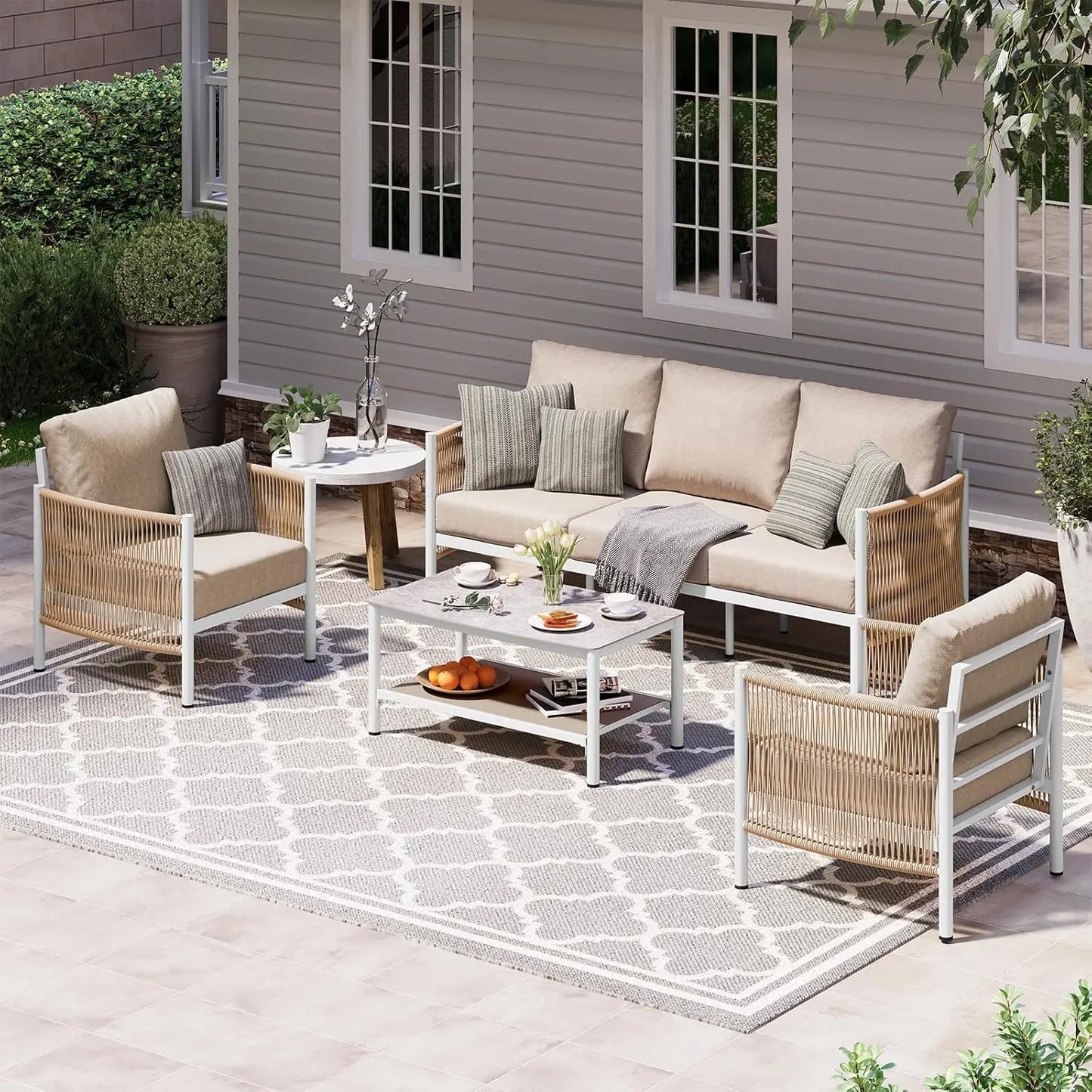 Aluminum Outdoor Patio Furniture Set 4 Piece Sectional
