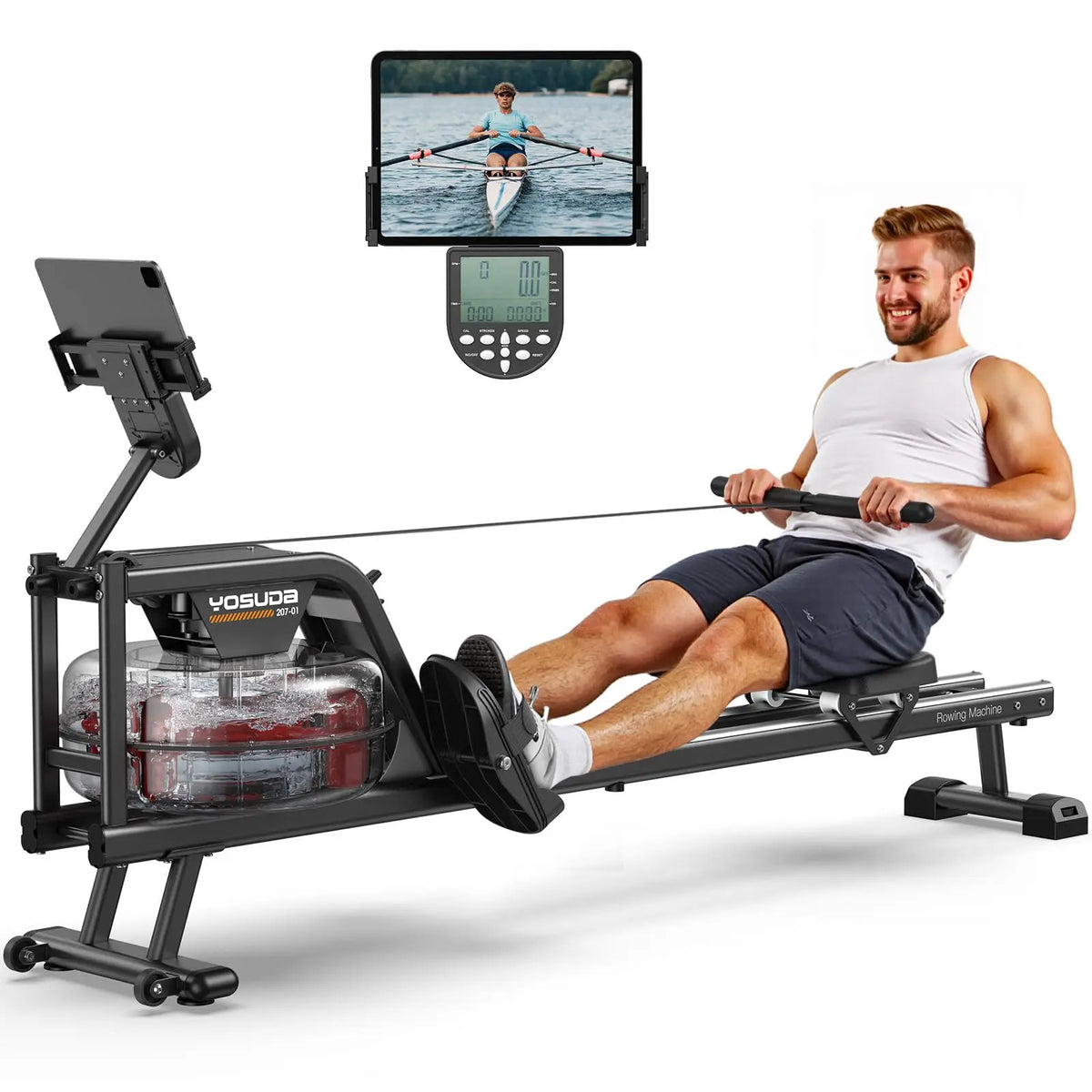 Atlete Rowing Machine YOSUDA Water Rowing Machine for Home - Rower Machine Use with Bluetoot ...