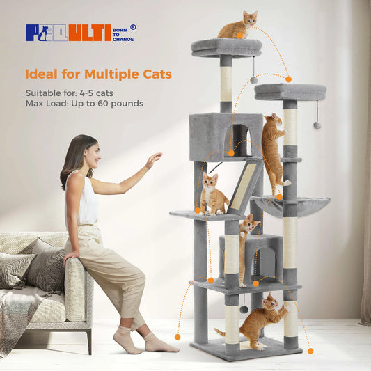 H180CM Large Cat Tree Indoor Tall Tower Plush Sisal Post