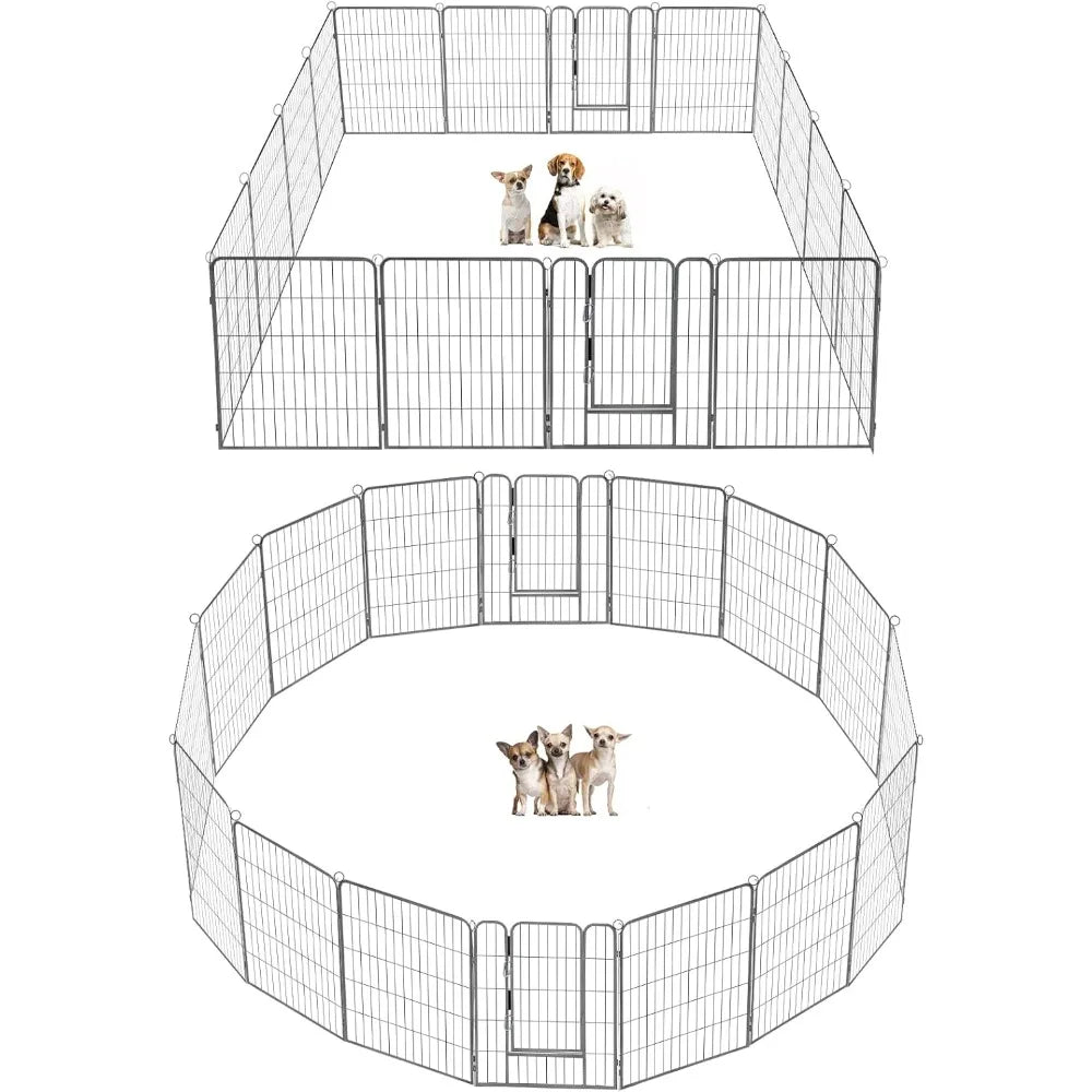 Foldable Metal Dog Playpen With Door Fence Outdoor Kennel