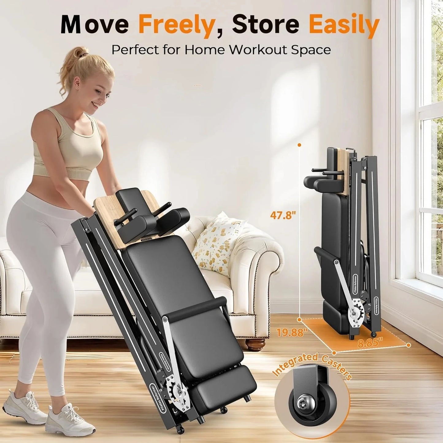 FED Fitness Foldable Pilates Reformer for Home Use Jump Board