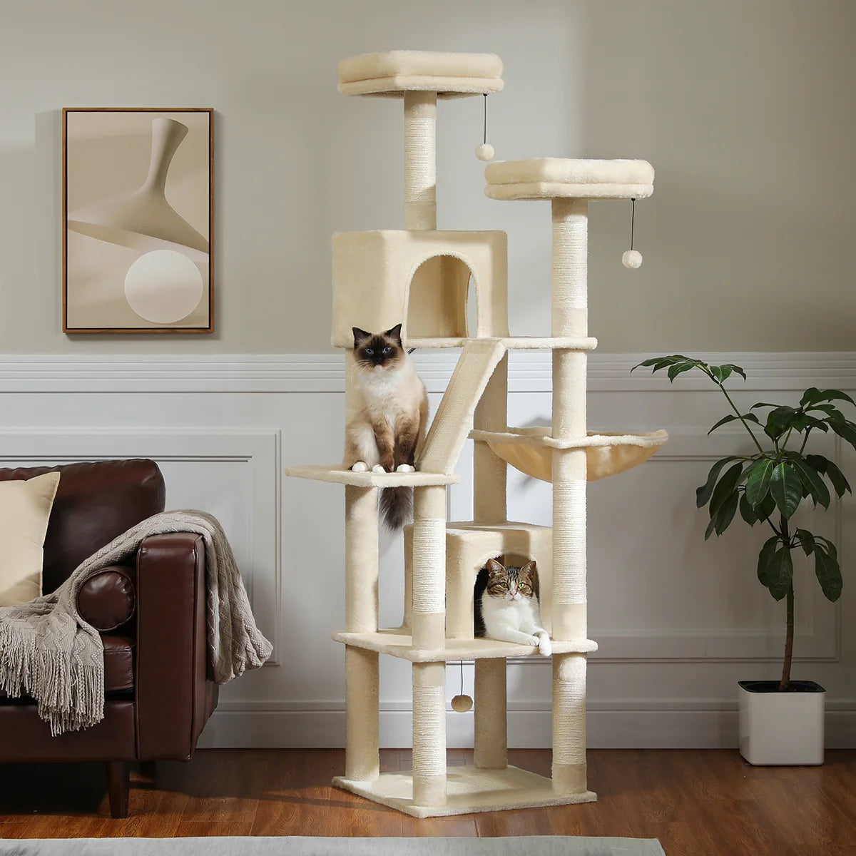 H180CM Large Cat Tree Indoor Tall Tower Plush Sisal Post