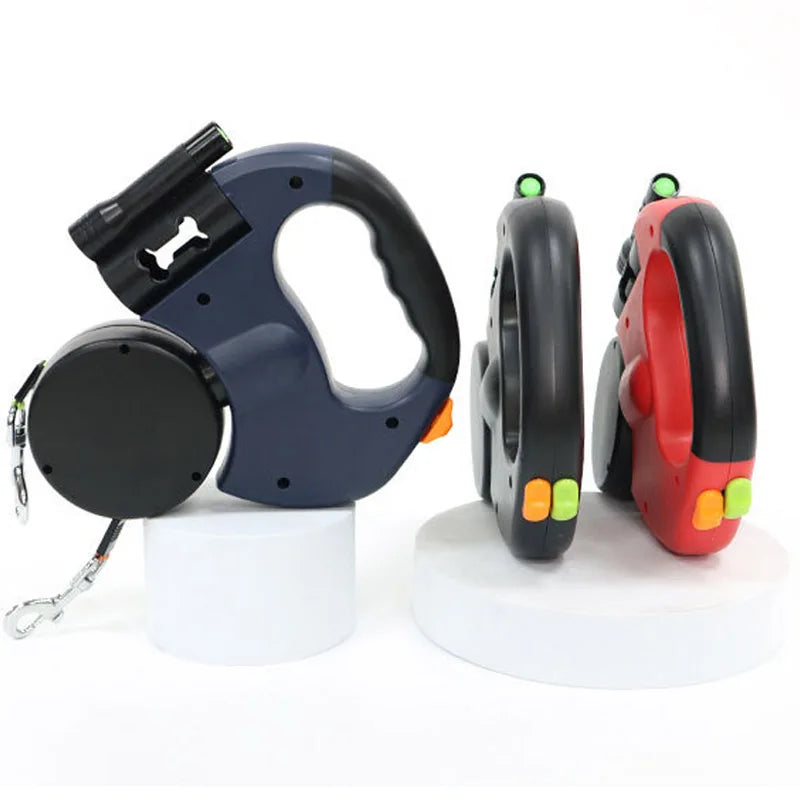 3in1 Double Head Automatic Retractable Dog Leash Flashlight
