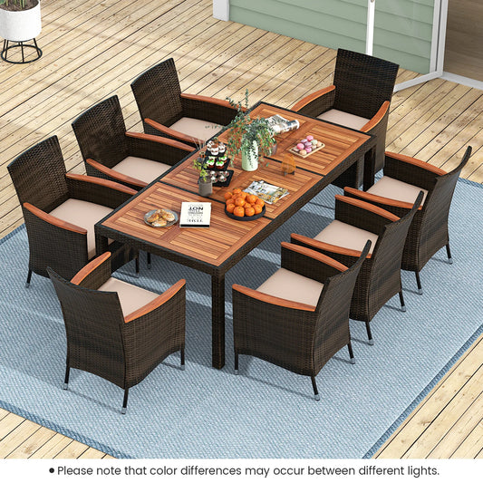 HOMASIS Patio Wicker Dining Set With Umbrella Hole