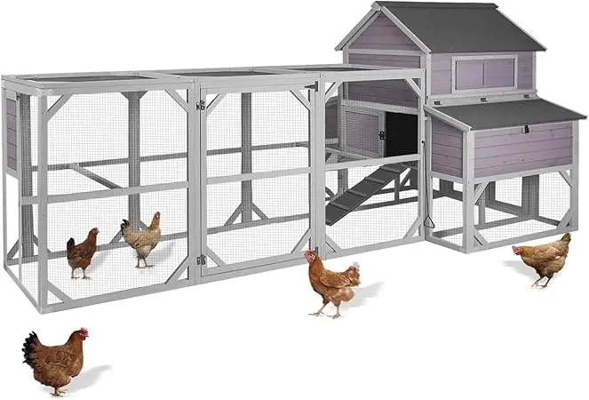Large Chicken Coop With Run Wooden Hen House 6 Nesting Boxes