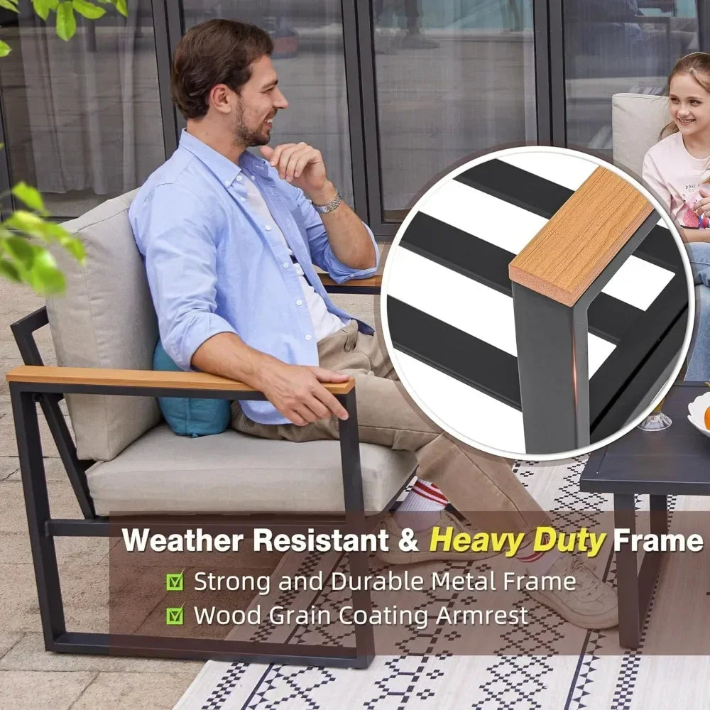 Outdoor Patio Furniture Set 4 Pieces With Coffee Table