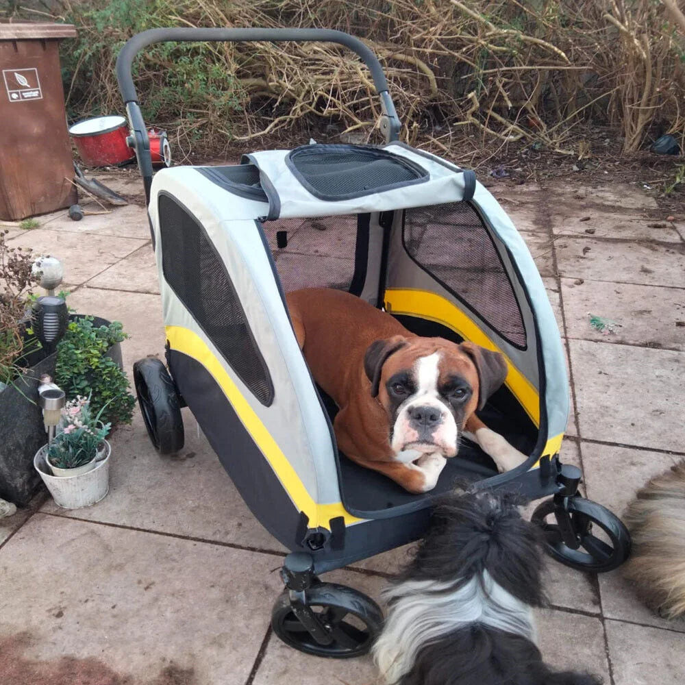 Premium Dog Stroller Pram 4 Wheel Foldable Travel Cart