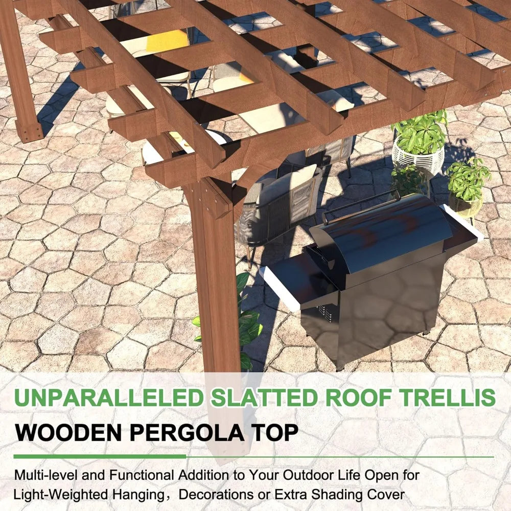 Wooden Pergola Kit With Stakes Weather Resistant Outdoor Structure