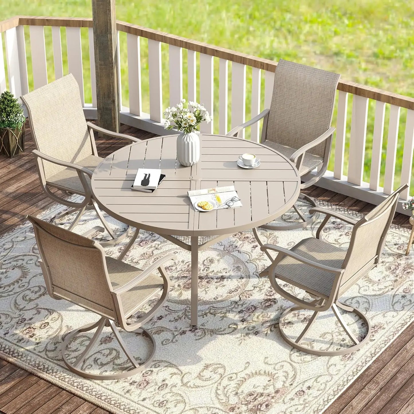 Outdoor Patio Dining Set For Four With Round Table