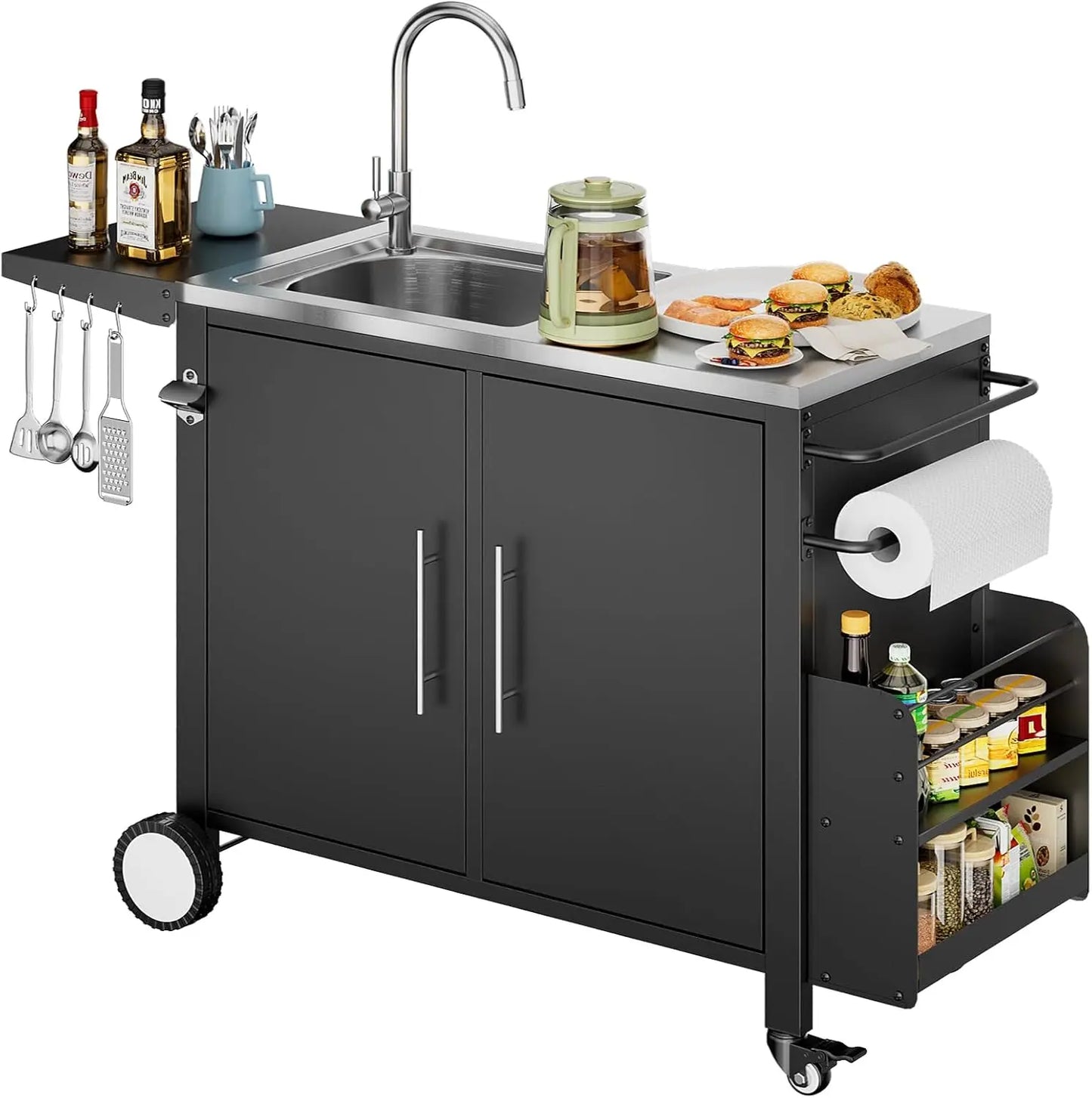 Outdoor Grill Cart With Storage And Movable Modular Design